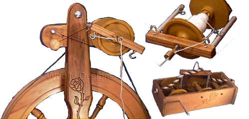 "Rose" wheel, bobbin box and flyer